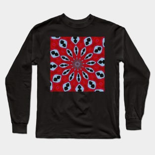 Patterned Kaleidoscope in Red and Light Blue Long Sleeve T-Shirt